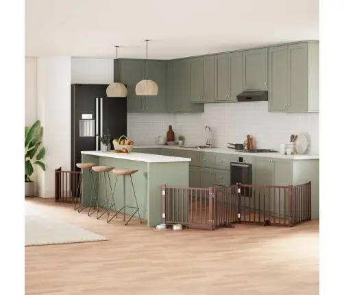 Suņu Vārti Ar Durvīm, Salokāmi, 12 Paneļi, 960 Cm, Papeles Koks Vidaxl