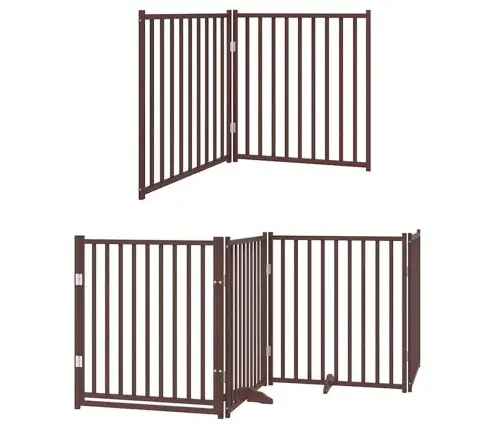 Kokkupandav Koeravärav Uksega, 6 Paneeli, Pruun 480 cm Pappel