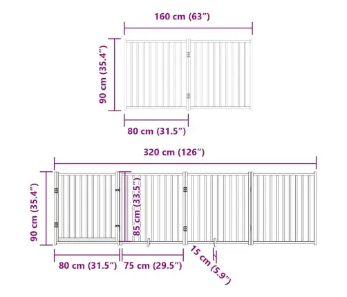 Kokkupandav Koeravärav Uksega, 6 Paneeli, Pruun 480 cm Pappel