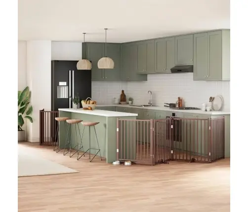 Kokkupandav Koeravärav Uksega, 6 Paneeli, Pruun 480 cm Pappel