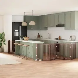 Kokkupandav Koeravärav Uksega, 8 Paneeli, Pruun 640 cm Pappel