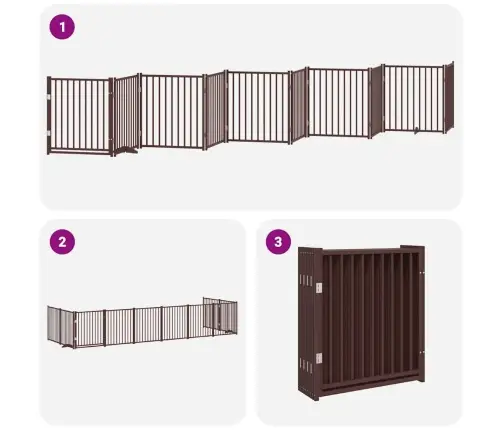 Suņu Vārti Ar Durvīm, Salokāmi, 10 Paneļi, 800 Cm, Papeles Koks Vidaxl