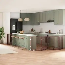 Suņu Vārti Ar Durvīm, Salokāmi, 10 Paneļi, 800 Cm, Papeles Koks Vidaxl