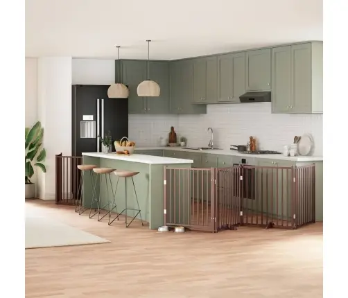 Suņu Vārti Ar Durvīm, Salokāmi, 10 Paneļi, 800 Cm, Papeles Koks Vidaxl