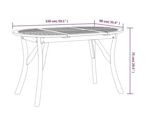 Dārza Galds, 150X90X75 Cm, Akācijas Masīvkoks Vidaxl