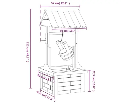 Soovikaevuga Purskkaev, Pumbaga, 57 X 50 X 112 cm Nulupuit
