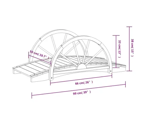Dārza Tiltiņš, Pusrata Dizains, 99X50X38 Cm, Egles Masīvkoks Vidaxl