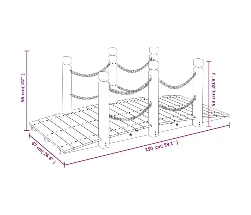Sodo Tiltelis Su Grandinėmis, 150X67X56cm Eglės Masyvas