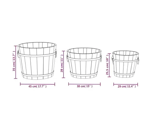 3-Osaline Puidust Taimeämbrite Komplekt, Nulupuit