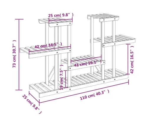 Puķu Statīvs, 110X25X73 Cm, Egles Masīvkoks Vidaxl