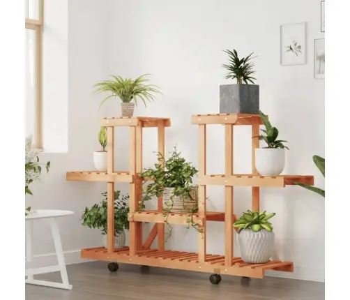 Puķu Statīvs Ar Ritenīšiem, 110X25X78 Cm , Egles Masīvkoks Vidaxl