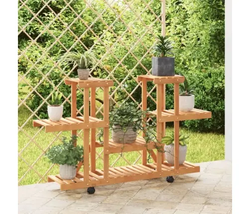 Puķu Statīvs Ar Ritenīšiem, 110X25X78 Cm , Egles Masīvkoks Vidaxl