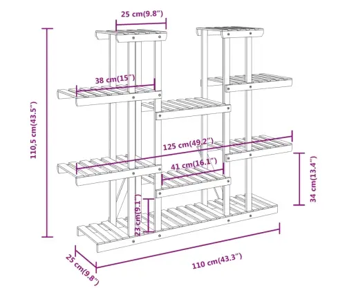 Puķu Statīvs, 110X25X110,5 Cm, Egles Masīvkoks Vidaxl Puķu Statīvs, 110X25X110,5 Cm, Egles Masīvkoks Vidaxl