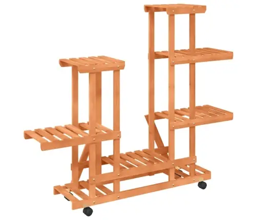 Puķu Statīvs Ar Ritenīšiem, 95X25X101 Cm, Egles Masīvkoks Vidaxl