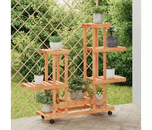 Puķu Statīvs Ar Ritenīšiem, 95X25X101 Cm, Egles Masīvkoks Vidaxl