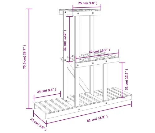 Gėlių Stovas, 81X25X75,5cm Eglės Medienos Masyvas