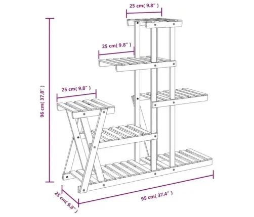 Gėlių Stovas, 95X25X96cm Eglės Medienos Masyvas