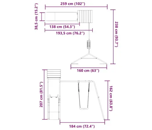 Āra Rotaļu Laukums, Priedes Masīvkoks Vidaxl