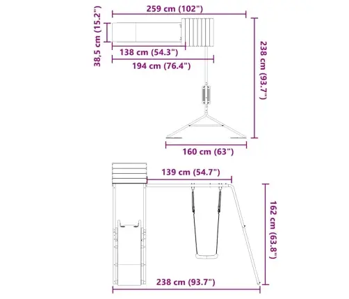 Āra Rotaļu Laukums, Priedes Masīvkoks Vidaxl