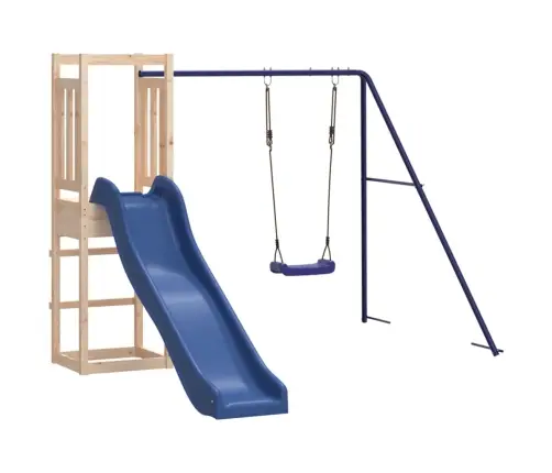 Lauko Žaidimų Aikštelės Komplektas, Pušies Medienos Masyvas