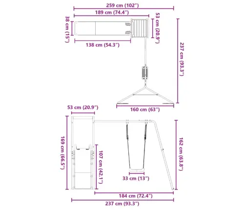 Āra Rotaļu Laukums, Impregnēts Priedes Koks Vidaxl