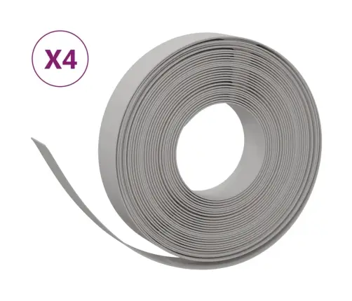 Dārza Apmales, 4 Gab., Pelēkas, 10 M, 10 Cm, Polietilēns Vidaxl