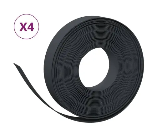 Dārza Apmales, 4 Gab., 10 M, 10 Cm, Polietilēns, Melnas Vidaxl