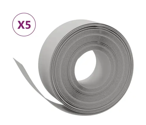 Dārza Apmales, 5 Gab., Pelēkas, 10 M, 20 Cm, Polietilēns Vidaxl