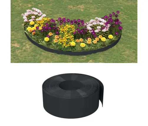 Dārza Apmales, 4 Gab., 10 M, 20 Cm, Polietilēns, Melnas Vidaxl