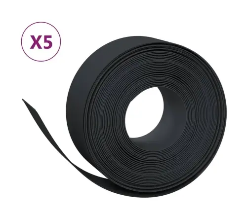 Dārza Apmales, 5 Gab., 10 M, 20 Cm, Polietilēns, Melnas Vidaxl