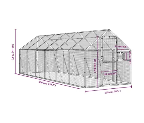 Paukštidė, Sidabrinės Spalvos, 1,79X6X1,85M, Aliuminis