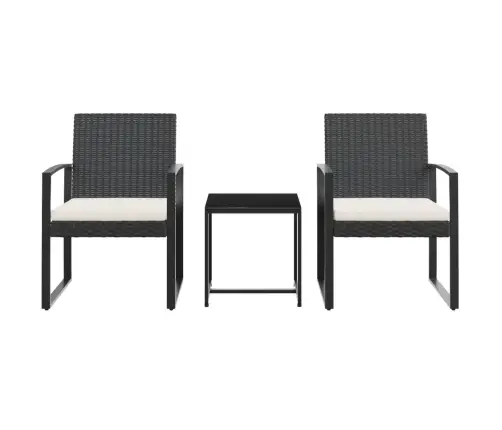 3-Osaline Aia Söögimööbli Komplekt Patjadega, Must, Polürotang