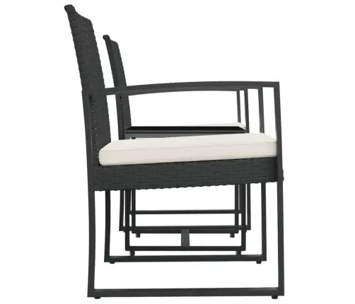 3-Osaline Aia Söögimööbli Komplekt Patjadega, Must, Polürotang