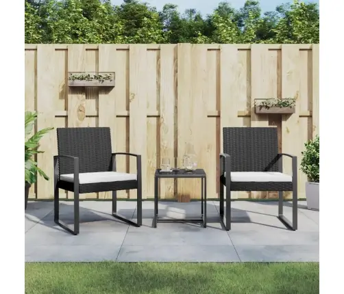 3-Osaline Aia Söögimööbli Komplekt Patjadega, Must, Polürotang