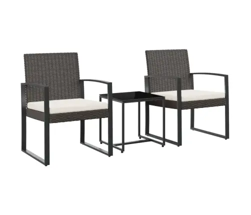 3-Daļīgs Dārza Mēbeļu Komplekts, Matrači, Brūna Pp Rotangpalma Vidaxl