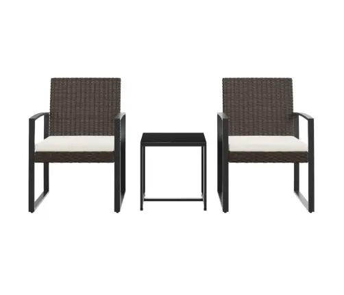 3-Daļīgs Dārza Mēbeļu Komplekts, Matrači, Brūna Pp Rotangpalma Vidaxl