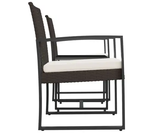 3-Daļīgs Dārza Mēbeļu Komplekts, Matrači, Brūna Pp Rotangpalma Vidaxl