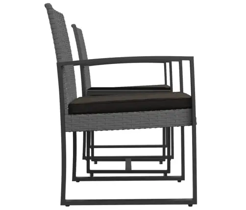 3-Daļīgs Dārza Mēbeļu Komplekts, Matrači, Pelēka Pp Rotangpalma Vidaxl