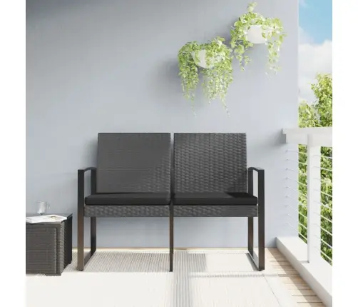 Dvivietis Sodo Suoliukas Su Pagalvėlėmis, Pilkas, Pp Ratanas