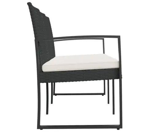 Trivietis Sodo Suoliukas Su Pagalvėlėmis, Juodas, Pp Ratanas