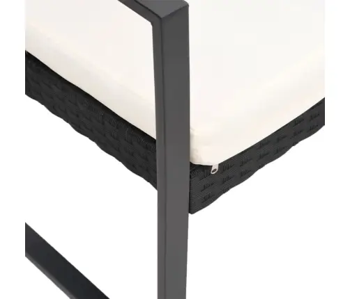 Trivietis Sodo Suoliukas Su Pagalvėlėmis, Juodas, Pp Ratanas