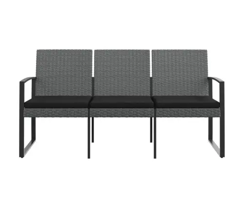Trivietis Sodo Suoliukas Su Pagalvėlėmis, Pilkas, Pp Ratanas