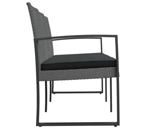 Trivietis Sodo Suoliukas Su Pagalvėlėmis, Pilkas, Pp Ratanas