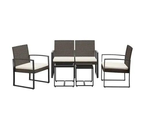 5-Daļīgs Dārza Mēbeļu Komplekts, Matrači, Brūna Pp Rotangpalma Vidaxl