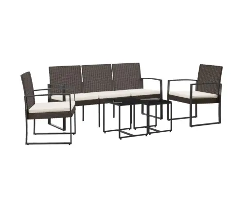 5-Daļīgs Dārza Mēbeļu Komplekts, Matrači, Brūna Pp Rotangpalma Vidaxl