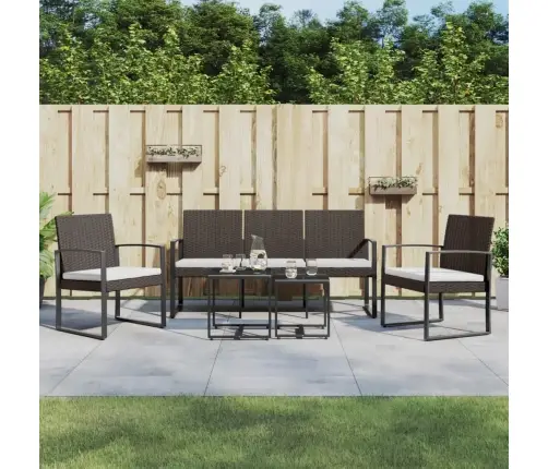 5-Daļīgs Dārza Mēbeļu Komplekts, Matrači, Brūna Pp Rotangpalma Vidaxl