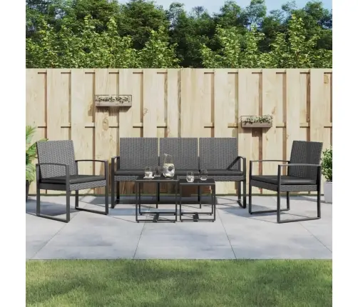 5-Osaline Aia Söögimööbli Komplekt Patjadega, Tumehall, Pp