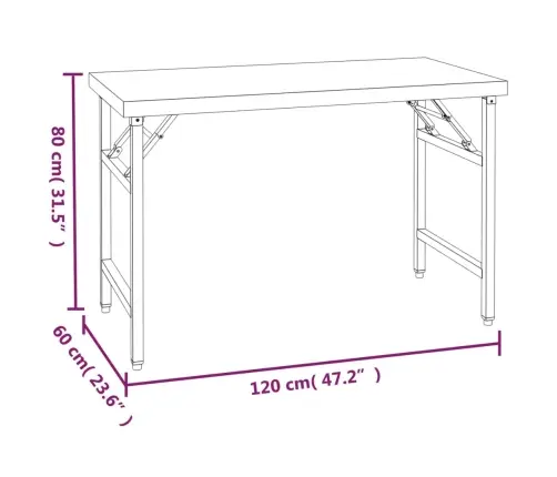 Virtuvės Darbastalis Su Lentyna, 120X60X145cm Plienas