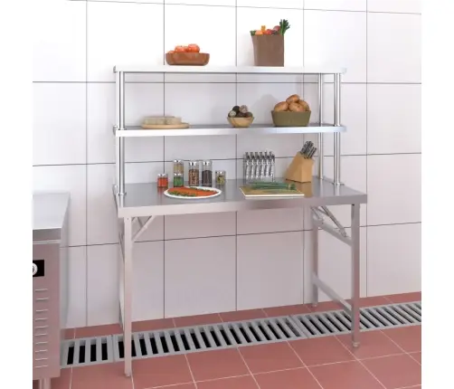 Virtuvės Darbastalis Su Lentyna, 120X60X145cm Plienas