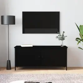Tv Skapītis Ar Durvīm, Melns, 102X35X45 Cm, Inženierijas Koks Vidaxl